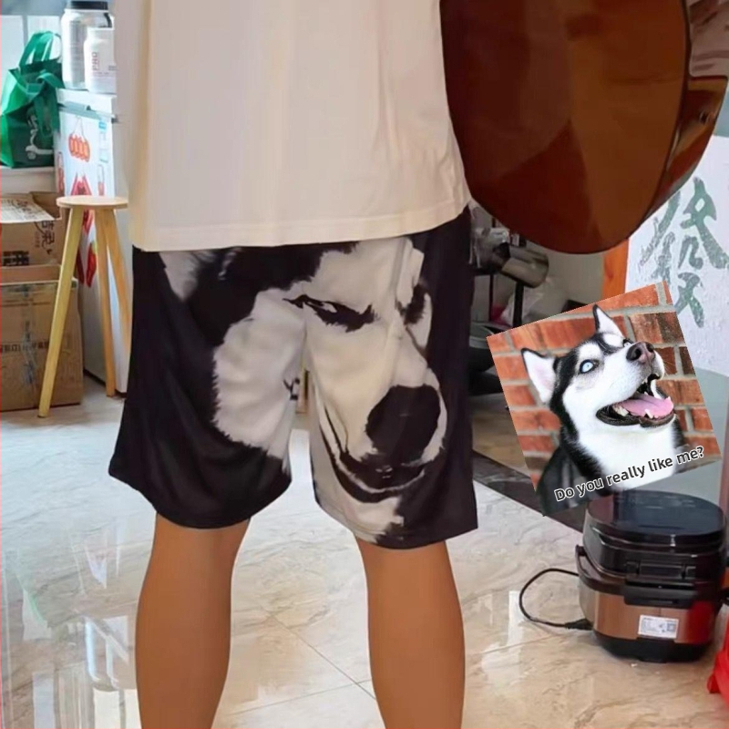 Kuldsete juustega trükitud kiiresti kuivavad lühikesed püksid, pidžaamapüksid, meeste vabaajapüksid, paaripüksid, naljakad armsad koerapea spordipüksid