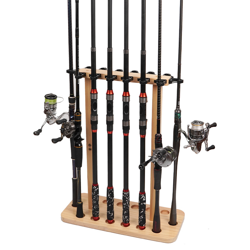 Medžio masyvo 8/14 padėčių ant grindų pastatomas meškerių stovas, meškerių laikymo lentyna be smūgių, naujas produktas, skirtas naudoti visoje šalyje