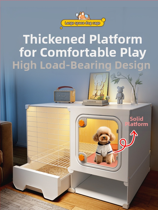 Клетка за кучета с отделна тоалетна, една стая, една всекидневна и една баня, малка кучешка клетка, домашна вътрешна клетка за плюшено мече Померан