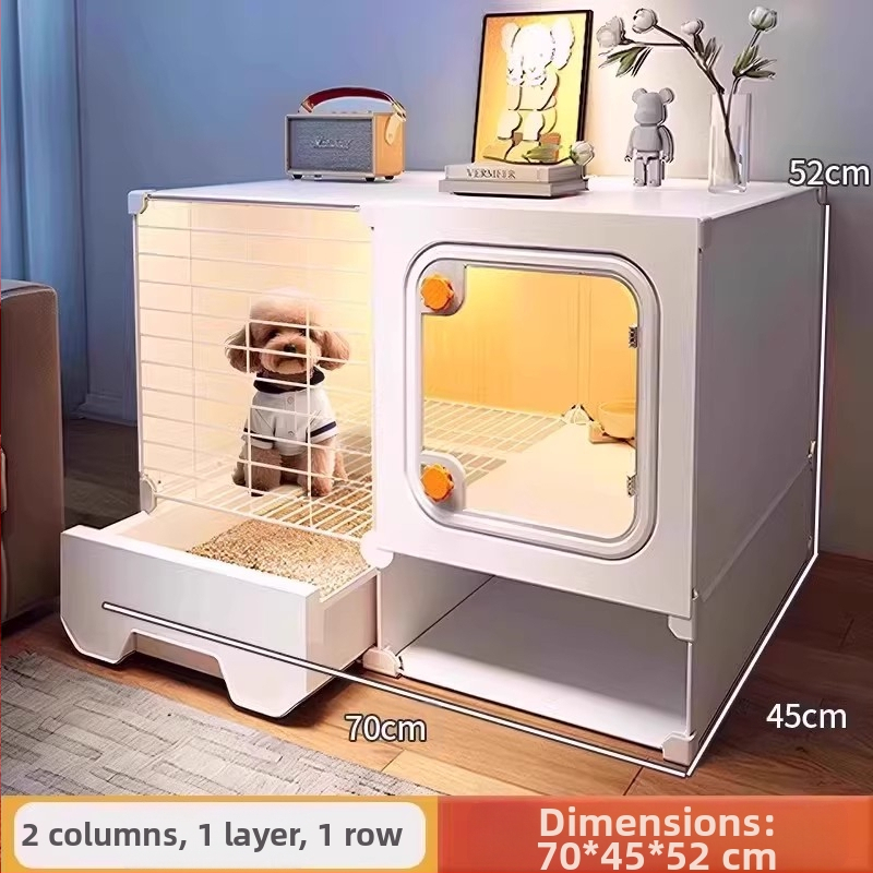 Cușcă pentru câini cu toaletă separată, o cameră, un living și o baie, cușcă pentru câini mici, cușcă pentru animale de companie de uz casnic, tip Teddy Pomeranian