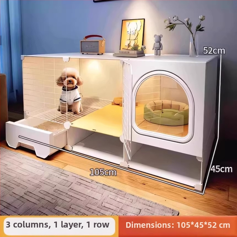 Cușcă pentru câini cu toaletă separată, o cameră, un living și o baie, cușcă pentru câini mici, cușcă pentru animale de companie de uz casnic, tip Teddy Pomeranian