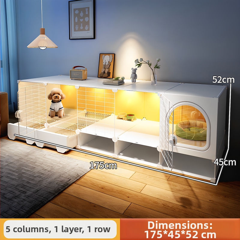 Cușcă pentru câini cu toaletă separată, o cameră, un living și o baie, cușcă pentru câini mici, cușcă pentru animale de companie de uz casnic, tip Teddy Pomeranian