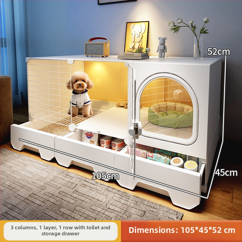 Cușcă pentru câini cu toaletă separată, o cameră, un living și o baie, cușcă pentru câini mici, cușcă pentru animale de companie de uz casnic, tip Teddy Pomeranian