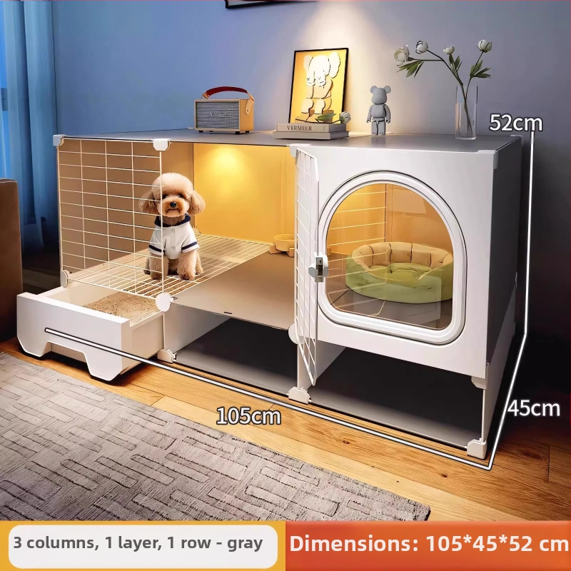 Cușcă pentru câini cu toaletă separată, o cameră, un living și o baie, cușcă pentru câini mici, cușcă pentru animale de companie de uz casnic, tip Teddy Pomeranian