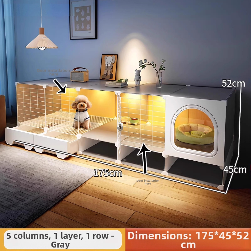 Cușcă pentru câini cu toaletă separată, o cameră, un living și o baie, cușcă pentru câini mici, cușcă pentru animale de companie de uz casnic, tip Teddy Pomeranian