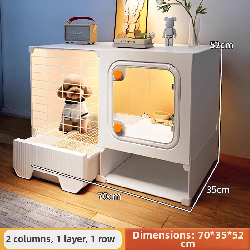 Cușcă pentru câini cu toaletă separată, o cameră, un living și o baie, cușcă pentru câini mici, cușcă pentru animale de companie de uz casnic, tip Teddy Pomeranian