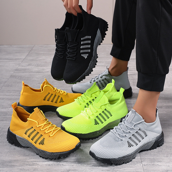 Piiriülesed suured trendikad meeste spordijalatsid, õues kasutamiseks mõeldud murdmaasuusajalatsid, hingavad ja kerged, kootud kärbsega maratonijooksujalatsid, meeste jalatsid