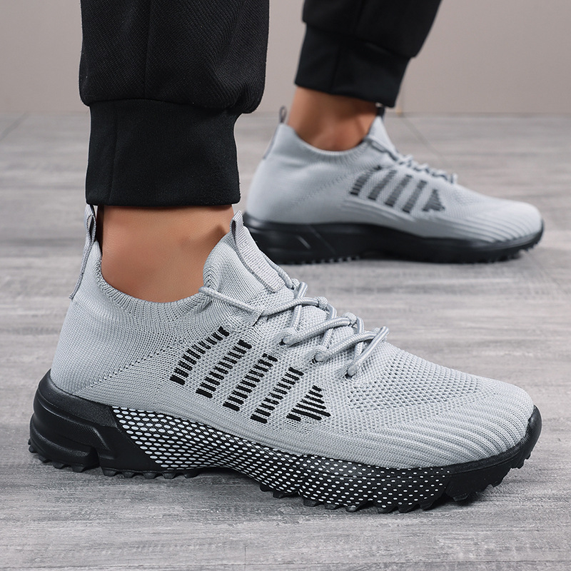 Piiriülesed suured trendikad meeste spordijalatsid, õues kasutamiseks mõeldud murdmaasuusajalatsid, hingavad ja kerged, kootud kärbsega maratonijooksujalatsid, meeste jalatsid