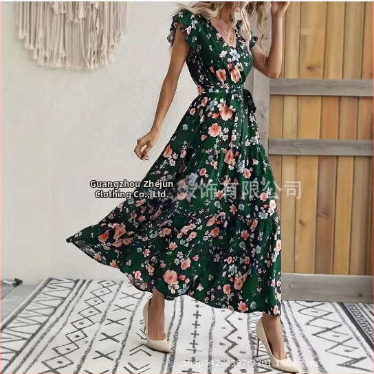 Naiste pluss-suuruses uued 2025. aasta Euroopa ja Ameerika Amazoni piiriülesed suvised uued naiste V-kaelusega trükiga pluusid