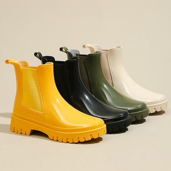 Nauji, madingi, moteriški, tarpvalstybiniai „Chelsea“ platforminiai guminiai aulinukai su guma, vandeniui atsparūs, neslystantys antbačiai, nauji moteriški guminiai aulinukai.