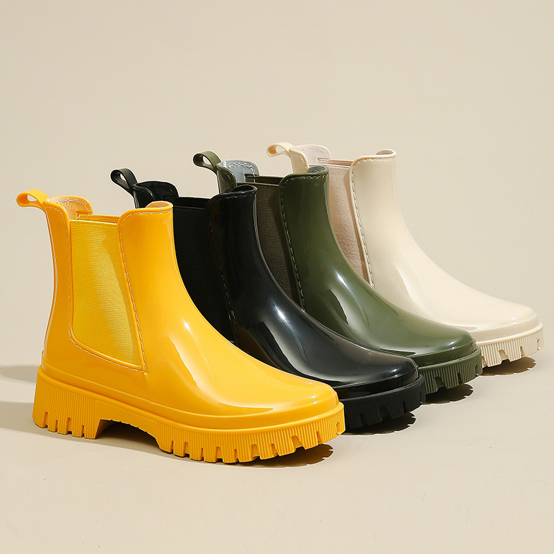 Nauji, madingi, moteriški, tarpvalstybiniai „Chelsea“ platforminiai guminiai aulinukai su guma, vandeniui atsparūs, neslystantys antbačiai, nauji moteriški guminiai aulinukai.