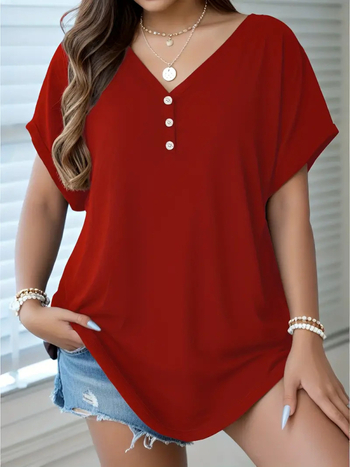 Γυναικεία μπλούζα μεγάλων μεγεθών, διασυνοριακή, νέα, ευρωπαϊκή και αμερικανική έκδοση, με εξαγωγικές μπλούζες, μανίκια νυχτερίδας και κουμπιά, casual, σε μέγεθος, 2024