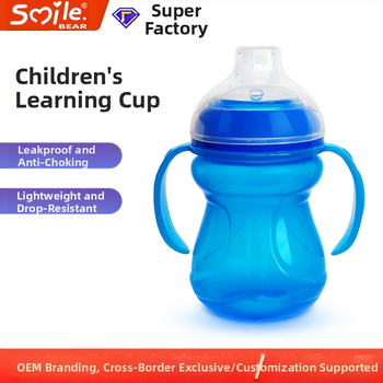 Super plati burna PP kūdikio ančiuko puodelis, nepralaidus ir neužspringstantis vaikams, skirtas tiesioginio gėrimo mokymosi puodelis su rankena, skirtas lavinti visą puodelį
