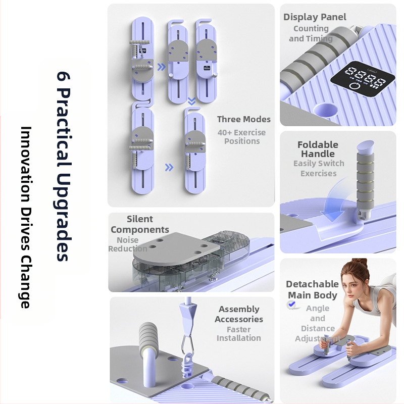 „TikTok“ stiliaus daugiafunkcinė padalinta pilvo preso lenta su pilvo preso ratuku, automatinio atšokimo pilvo raumenų lavinimo įranga