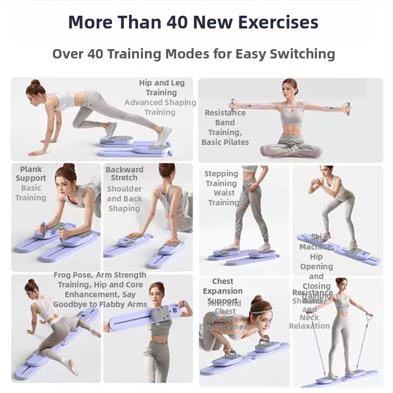 „TikTok“ stiliaus daugiafunkcinė padalinta pilvo preso lenta su pilvo preso ratuku, automatinio atšokimo pilvo raumenų lavinimo įranga