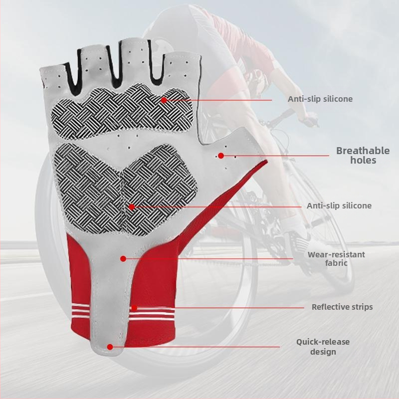 Мъжки летни велосипедни ръкавици, дишащи спортни, неплъзгащи се, слънцезащитни, дишащи, за колоездене на открито, риболов, с половин пръст