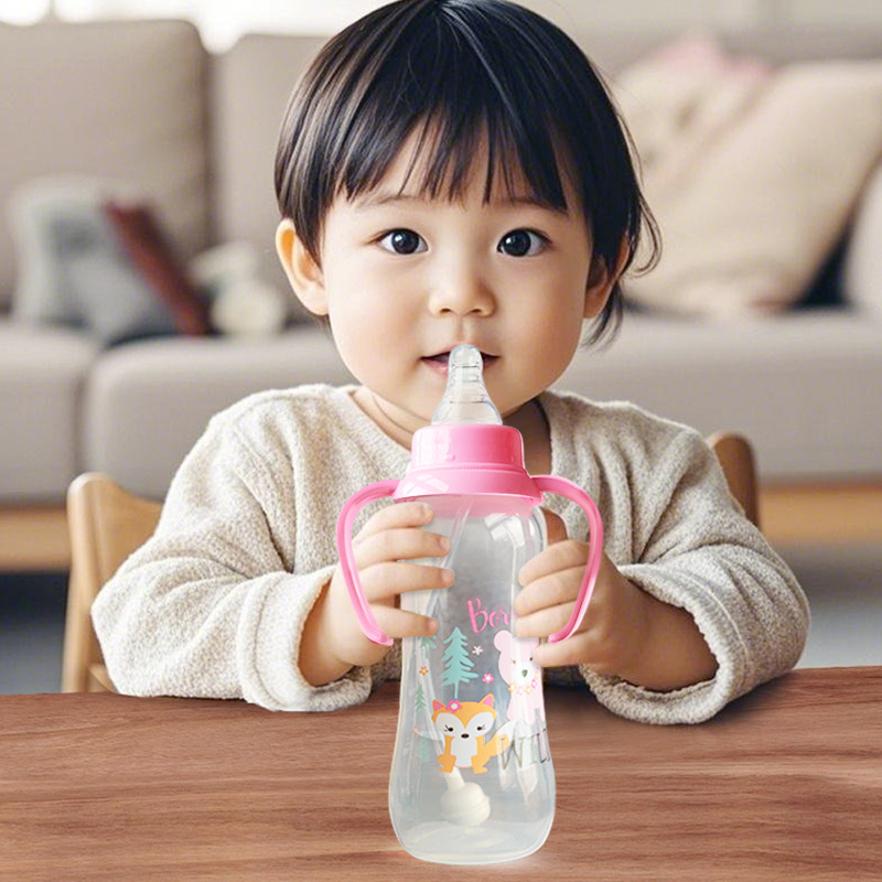 Tehase müügi beebi PP käepidemega standardkaliibriline pudel 250ml vastsündinu pudel kõhupuhitusevastane kukkumisvastane lutipudel