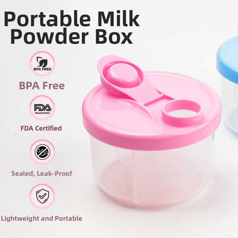 Кутия за опаковка на мляко на прах за ново бебе, удобна кутия за съхранение на мляко на прах с три отделения, подвижен буркан за мляко на прах на едро 300 мл