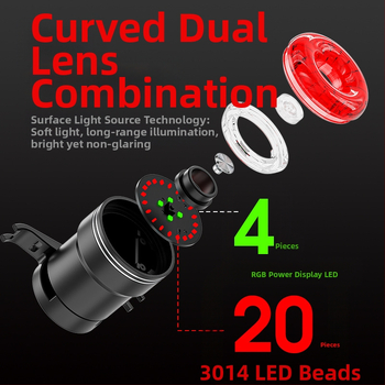 „Yinji SR1pro“ išmanusis dviračio galinis žibintas, C tipo įkrovimas, vandeniui atsparus, naktinio važiavimo galinis žibintas, stabdžių indukcinis galinis žibintas