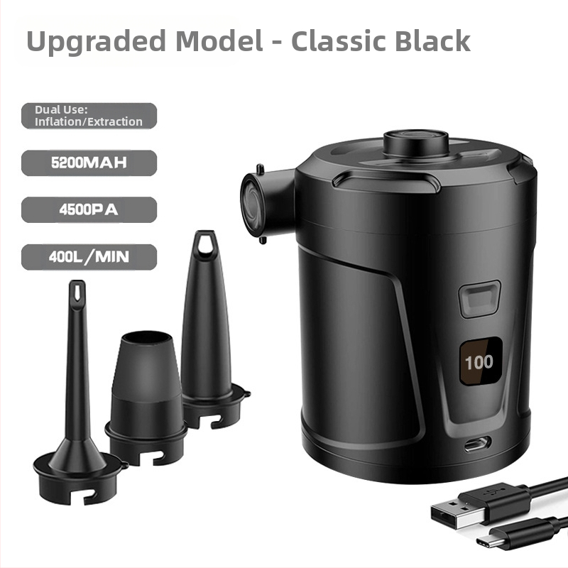 Lauko stovyklavimo belaidis nešiojamas oro siurblys, oro čiužinys, baseino plaukimo žiedas, buitinis vakuuminis suspaudimo maišelis, oro pompa