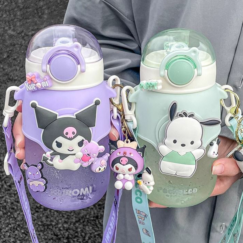 Új, aranyos szívószálas pohár, lányoknak való, mutatós, hordozható műanyag vizespohár, szuper aranyos, gyerekeknek való tritán diákpohár