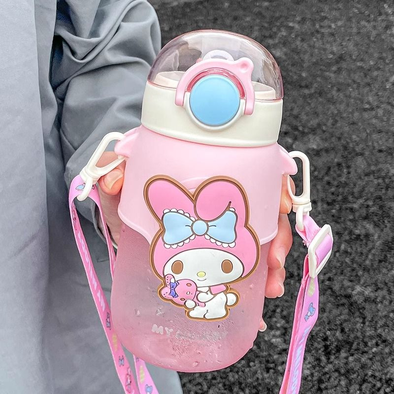 Új, aranyos szívószálas pohár, lányoknak való, mutatós, hordozható műanyag vizespohár, szuper aranyos, gyerekeknek való tritán diákpohár