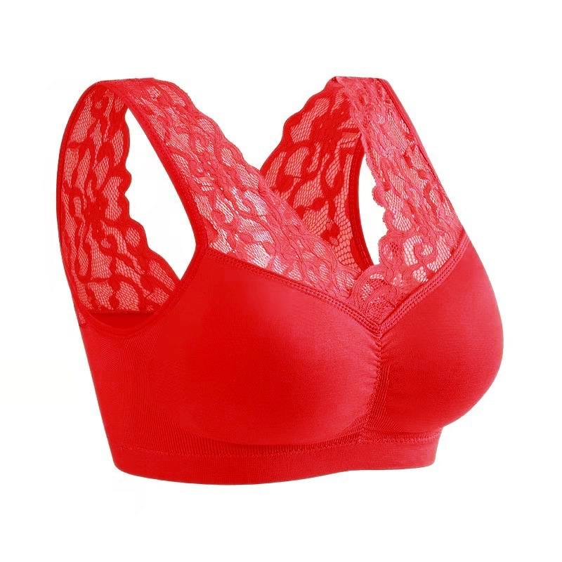 Plusssuuruses 40–100 kg keskealistele ja eakatele naistele mõeldud aluspesu, ilurinnahoidja ilma traadita, pitsist õhuke vest