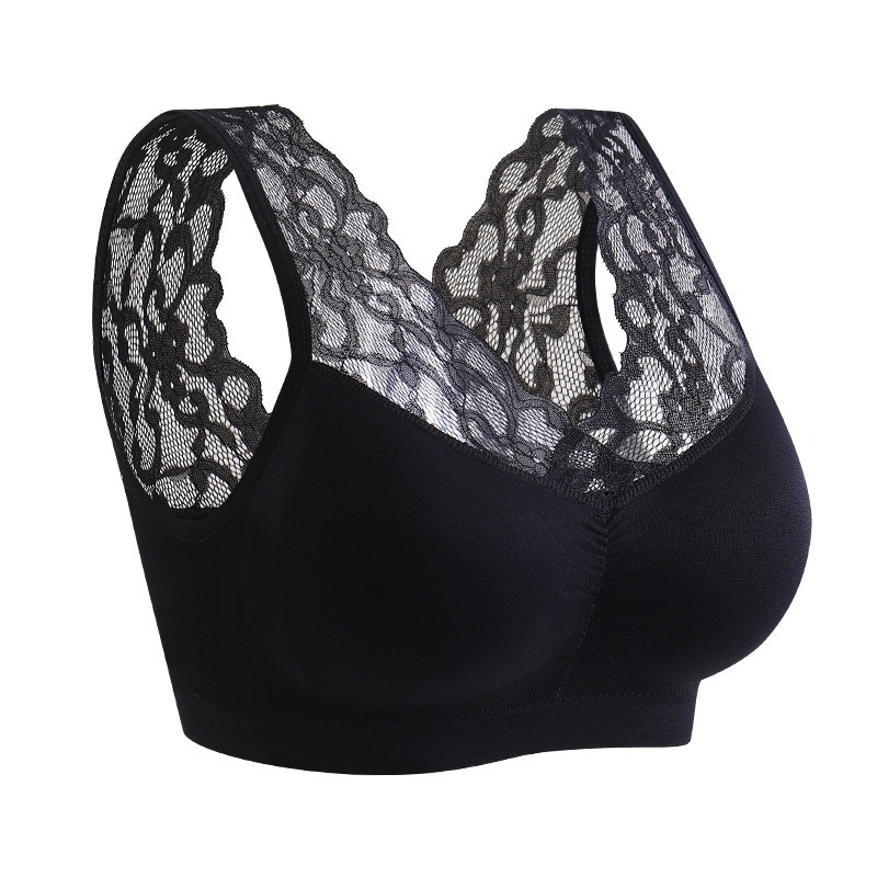 Plusssuuruses 40–100 kg keskealistele ja eakatele naistele mõeldud aluspesu, ilurinnahoidja ilma traadita, pitsist õhuke vest