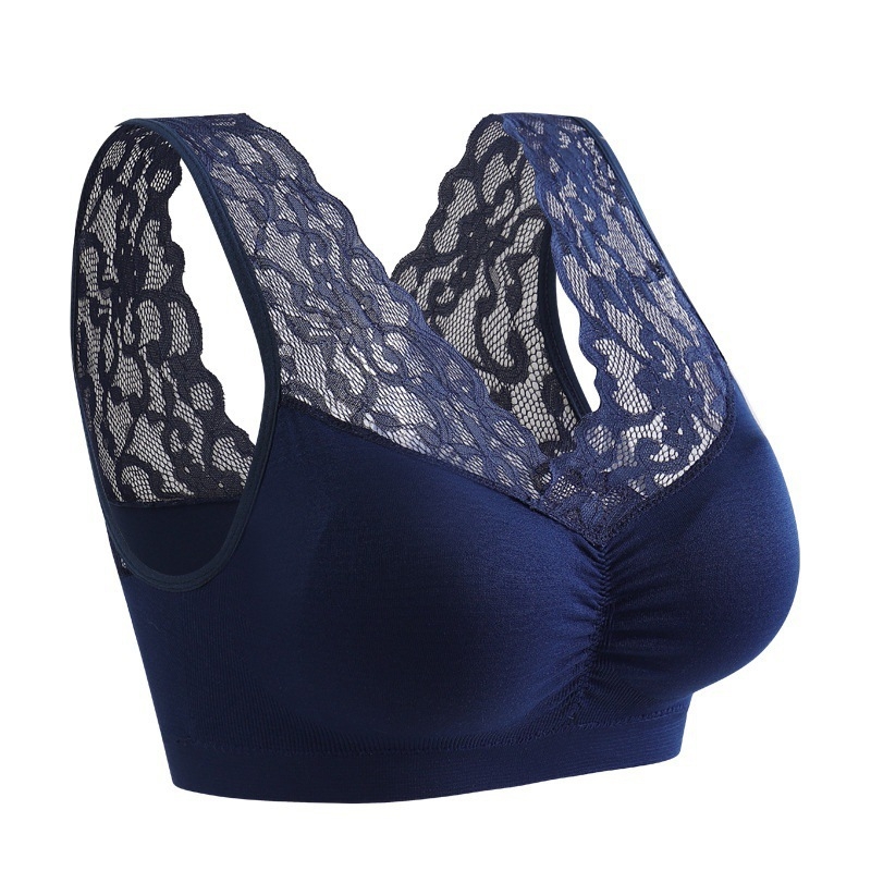 Plusssuuruses 40–100 kg keskealistele ja eakatele naistele mõeldud aluspesu, ilurinnahoidja ilma traadita, pitsist õhuke vest