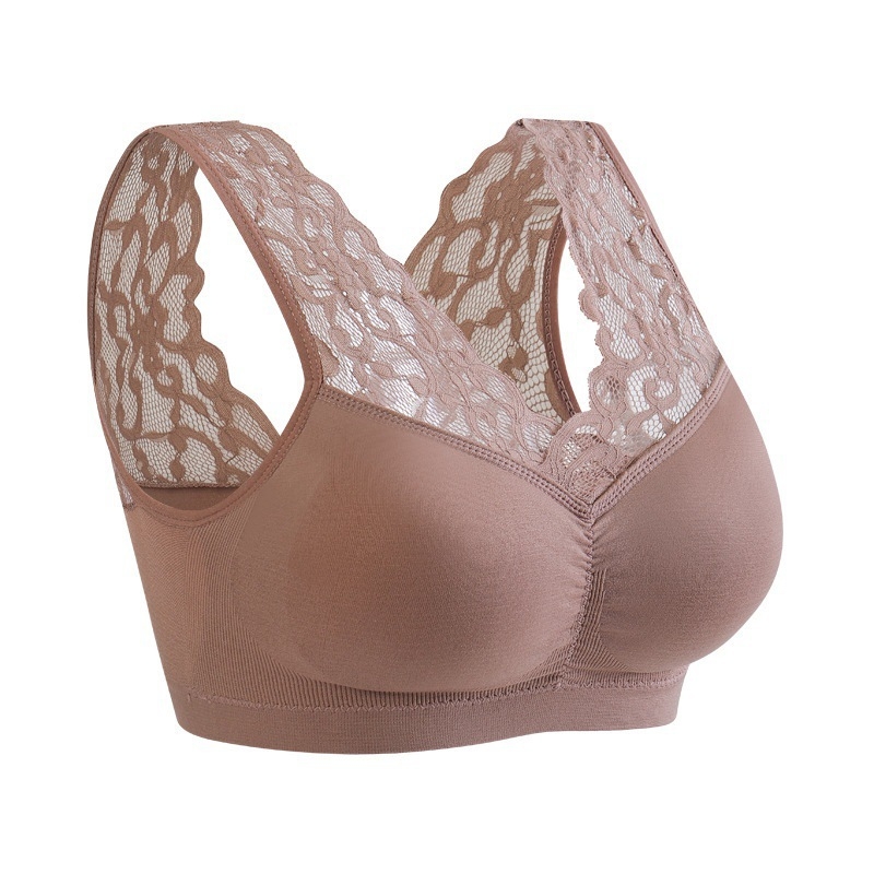 Plusssuuruses 40–100 kg keskealistele ja eakatele naistele mõeldud aluspesu, ilurinnahoidja ilma traadita, pitsist õhuke vest