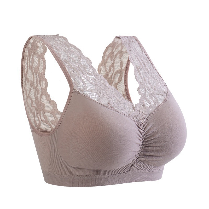 Plusssuuruses 40–100 kg keskealistele ja eakatele naistele mõeldud aluspesu, ilurinnahoidja ilma traadita, pitsist õhuke vest