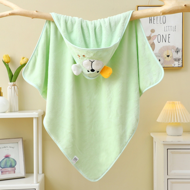 Koralinio aksomo vaikiškas rankšluostis, metmeniniu būdu megztas sustorintas kūdikio vokelis, naujagimio pledukas, animacinio filmuko gobtuvas, tinka visiems metų laikams