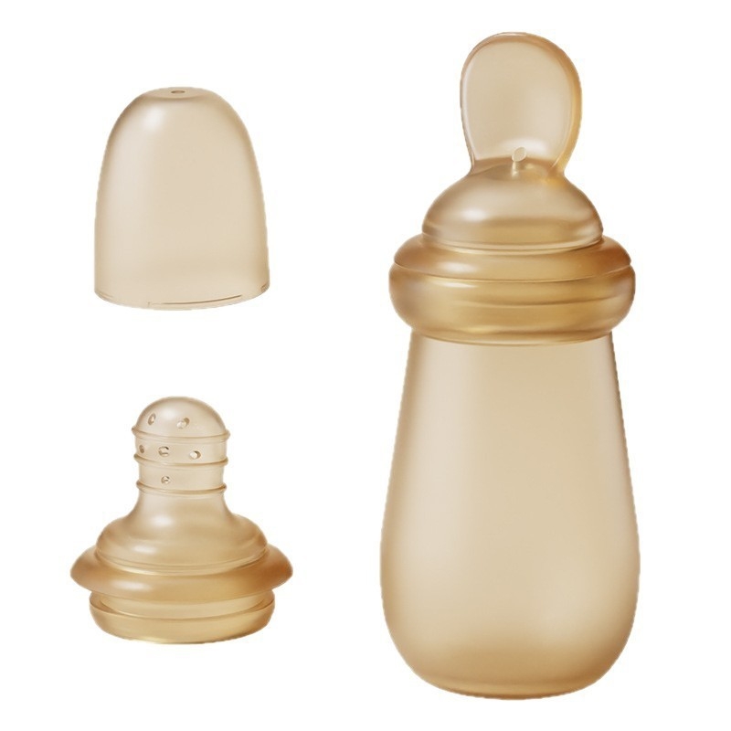 Beebi silikoonist riisiteravilja lusikas pigista silikoonist söötmislusikas riisiteraviljapudel silikoonist pehme lusikas beebi hulgimüük