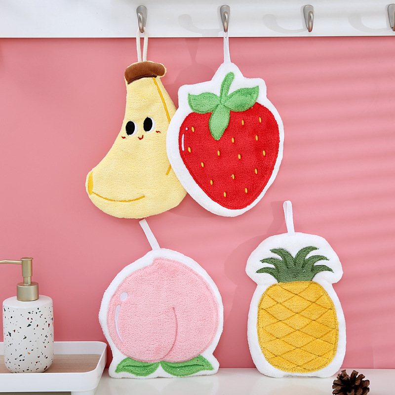 Vaisinis rankšluostis, mielas kabantis animacinis vaikiškas rankšluostis, mažas, virtuvėje, vonios kambaryje, sutirštintas, vandenį sugeriantis, greitai džiūstantis