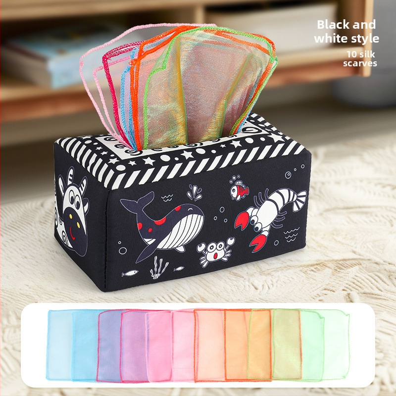 Kūdikių linksmybės, audinių dėžutė, vaikiška audinių knyga, dėlionė, ankstyvojo ugdymo žiedas, popierius, gali įkąsti, 0–3 metų naujagimio raminamieji žaislai