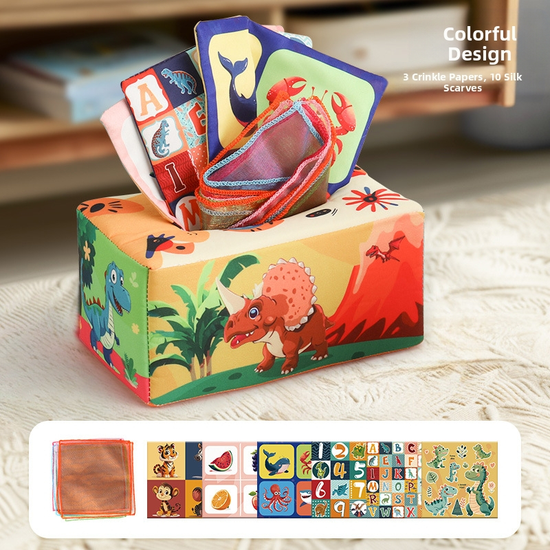 Kūdikių linksmybės, audinių dėžutė, vaikiška audinių knyga, dėlionė, ankstyvojo ugdymo žiedas, popierius, gali įkąsti, 0–3 metų naujagimio raminamieji žaislai