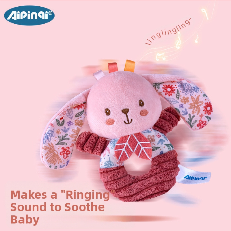 Aipinqi naujas rožinis rankinis žiedas naujagimiui pliušinis žaislas naujagimiui 0-1 metų kūdikiui BB lazdelės formos varpelis