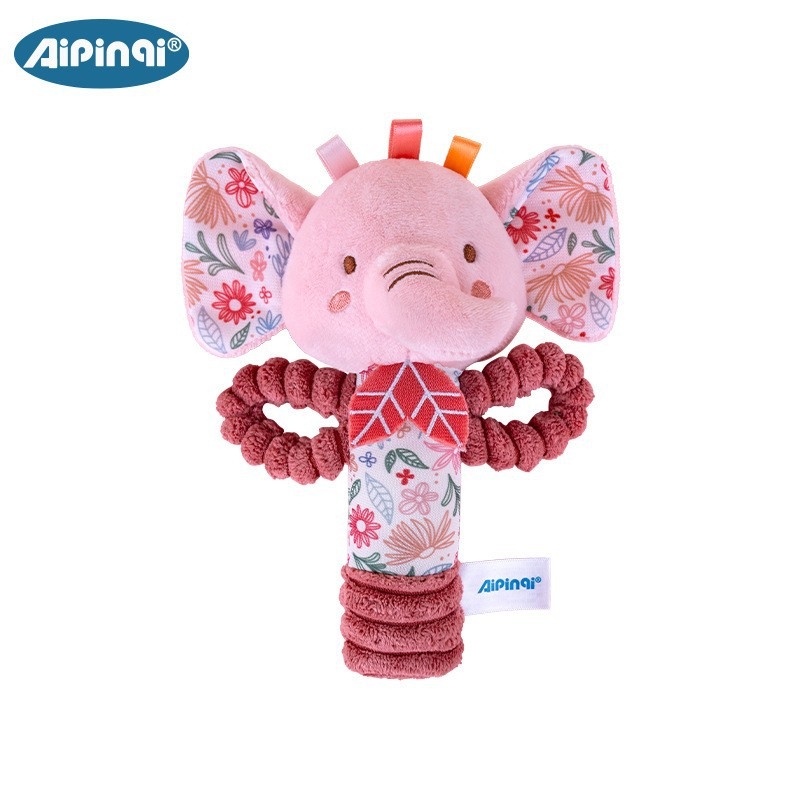 Aipinqi naujas rožinis rankinis žiedas naujagimiui pliušinis žaislas naujagimiui 0-1 metų kūdikiui BB lazdelės formos varpelis