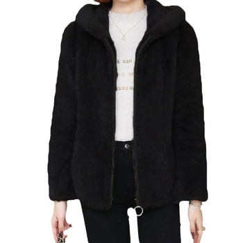 Fliisvoodriga paksendatud kapuutsiga fliisist kampsun-kardigan naistele uus sügis-talvine lahtine lääne stiilis lamba imitatsioonist plüüšjakk