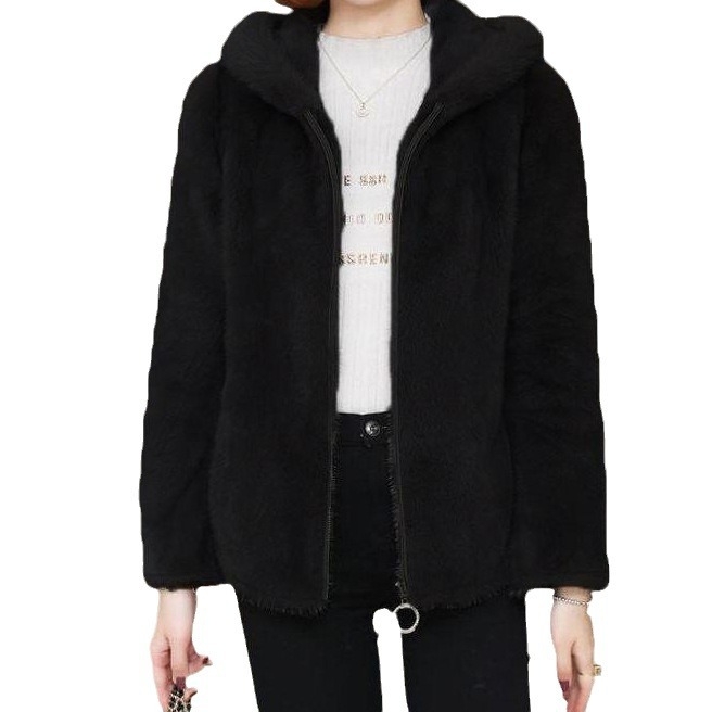 Fliisvoodriga paksendatud kapuutsiga fliisist kampsun-kardigan naistele uus sügis-talvine lahtine lääne stiilis lamba imitatsioonist plüüšjakk