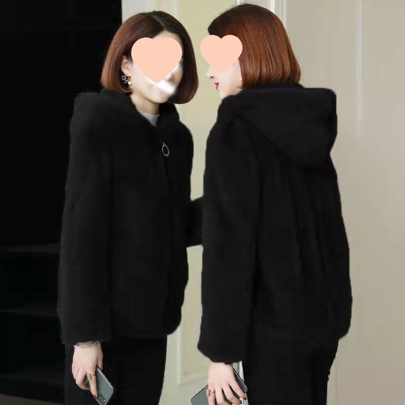 Fliisvoodriga paksendatud kapuutsiga fliisist kampsun-kardigan naistele uus sügis-talvine lahtine lääne stiilis lamba imitatsioonist plüüšjakk