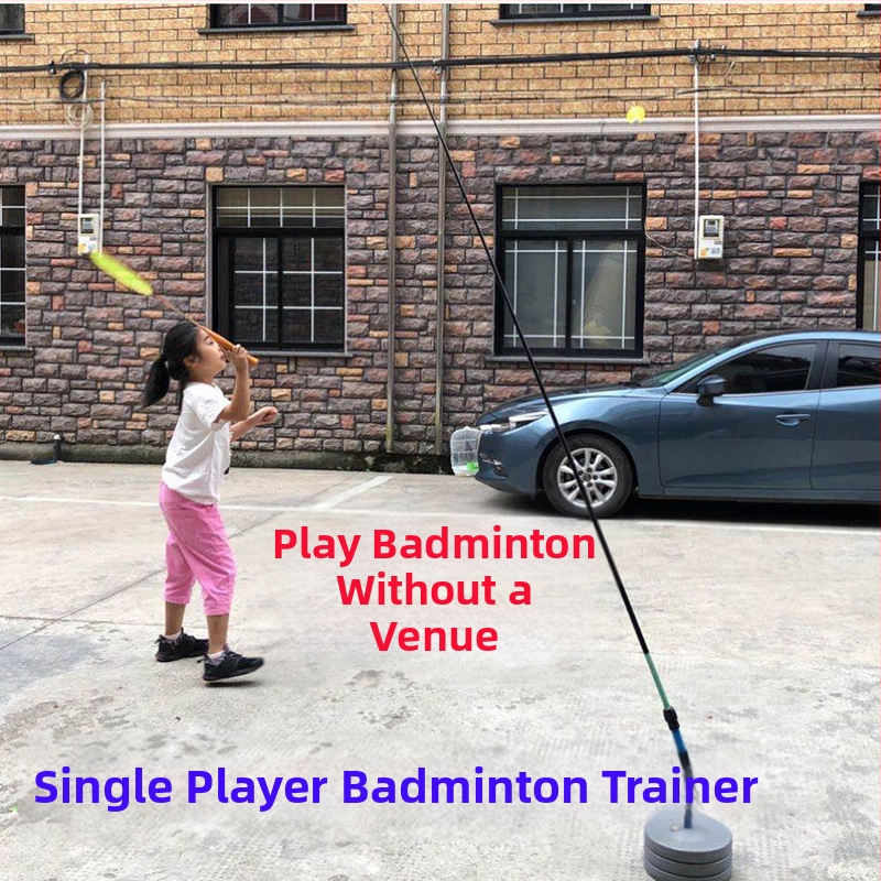 Badmintono treniruoklis, vieno asmens, vaikams skirtas nešiojamas badmintono atšokimo treniruoklis, skirtas naudoti namuose