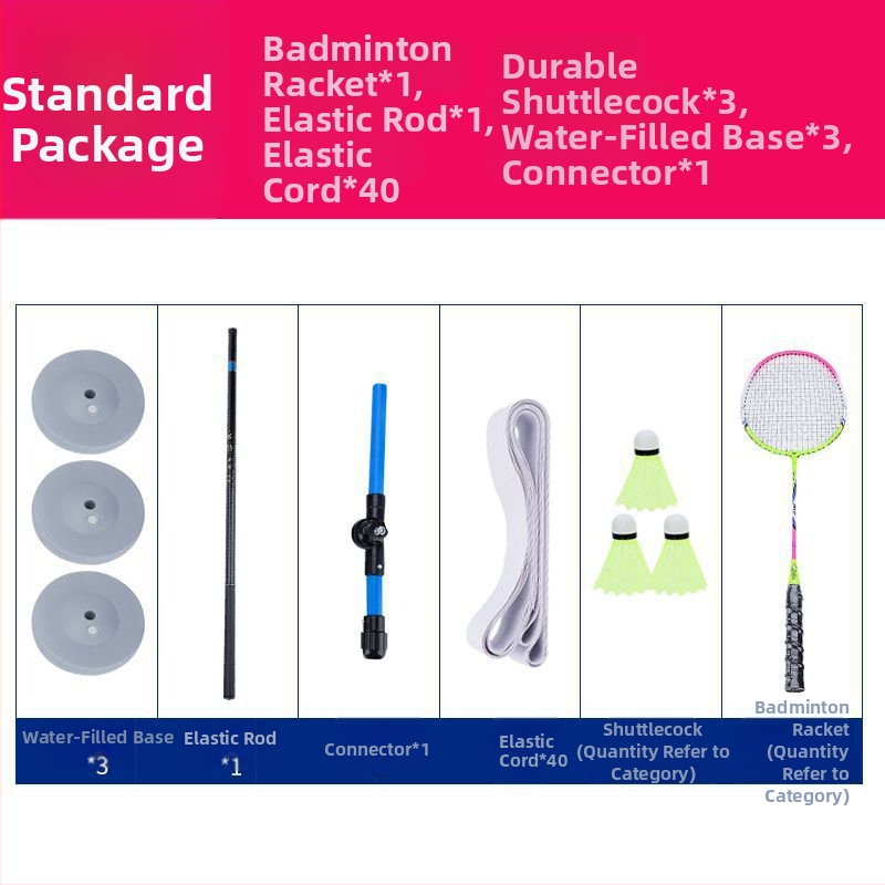 Badmintono treniruoklis, vieno asmens, vaikams skirtas nešiojamas badmintono atšokimo treniruoklis, skirtas naudoti namuose