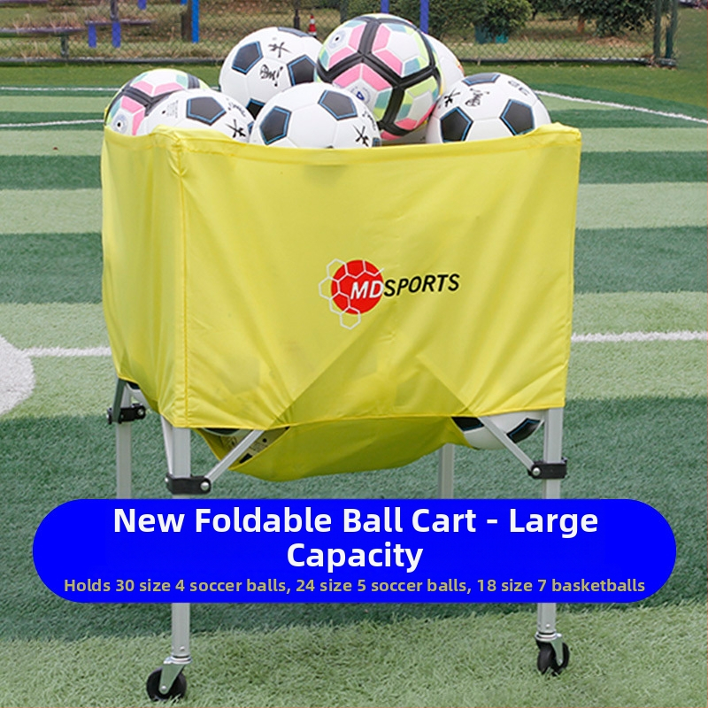 Kamuolių vežimėlis krepšinio vežimėlis kilnojamas sulankstomas nešiojamas kamuolių pakrovimo rėmas darželio tinklinio futbolo krepšio laikymo vežimėlis