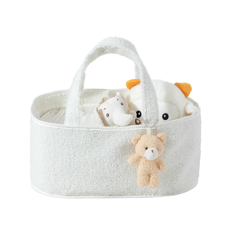 Jauna uzglabāšanas soma Rotaļlietu dvieļu uzglabāšana Četras sānu kabatas Lācītis Flīss Mākoņi Flīss Autiņbiksīšu uzglabāšanas grozs Uzglabāšanas grozs