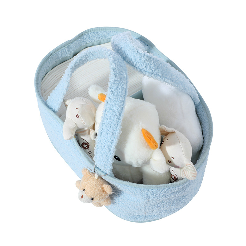 Jauna uzglabāšanas soma Rotaļlietu dvieļu uzglabāšana Četras sānu kabatas Lācītis Flīss Mākoņi Flīss Autiņbiksīšu uzglabāšanas grozs Uzglabāšanas grozs