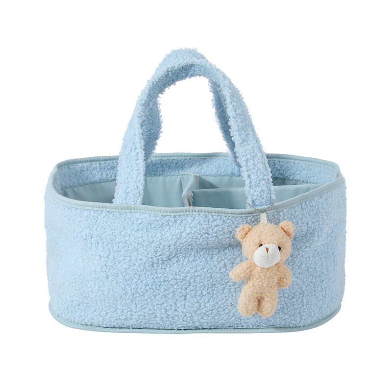 Jauna uzglabāšanas soma Rotaļlietu dvieļu uzglabāšana Četras sānu kabatas Lācītis Flīss Mākoņi Flīss Autiņbiksīšu uzglabāšanas grozs Uzglabāšanas grozs