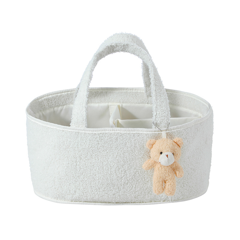 Jauna uzglabāšanas soma Rotaļlietu dvieļu uzglabāšana Četras sānu kabatas Lācītis Flīss Mākoņi Flīss Autiņbiksīšu uzglabāšanas grozs Uzglabāšanas grozs