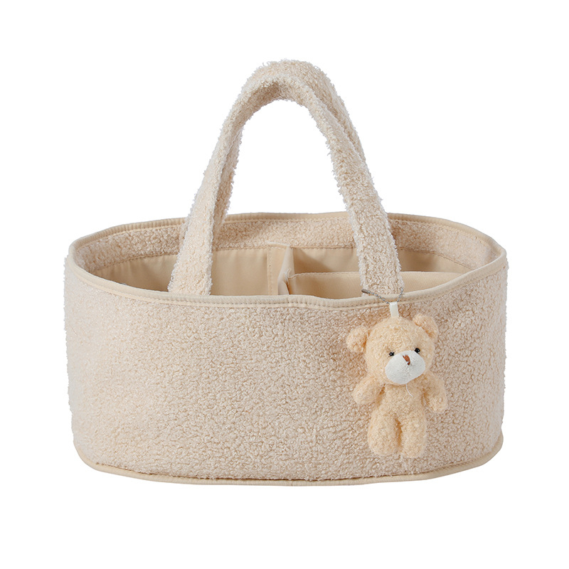 Jauna uzglabāšanas soma Rotaļlietu dvieļu uzglabāšana Četras sānu kabatas Lācītis Flīss Mākoņi Flīss Autiņbiksīšu uzglabāšanas grozs Uzglabāšanas grozs
