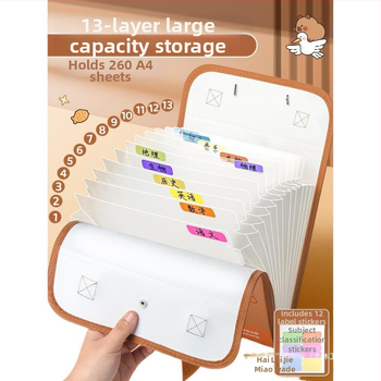 A4 käekoti dokumendikott 13-ruuduline organikott testpaberist kott mitmekihiline suure mahutavusega käeshoitav paberihoidik algkooliõpilastele